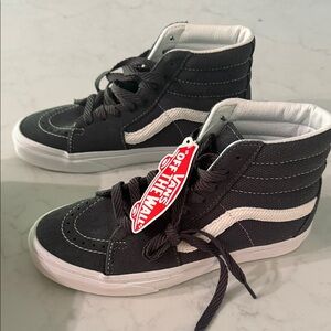 Vans Kids High-Top Sneakers in Dark Gray and White